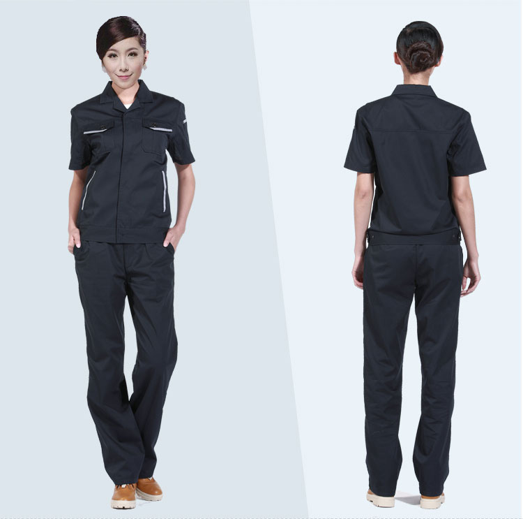 深蓝短袖涤棉工作服 深蓝短袖涤棉工作服