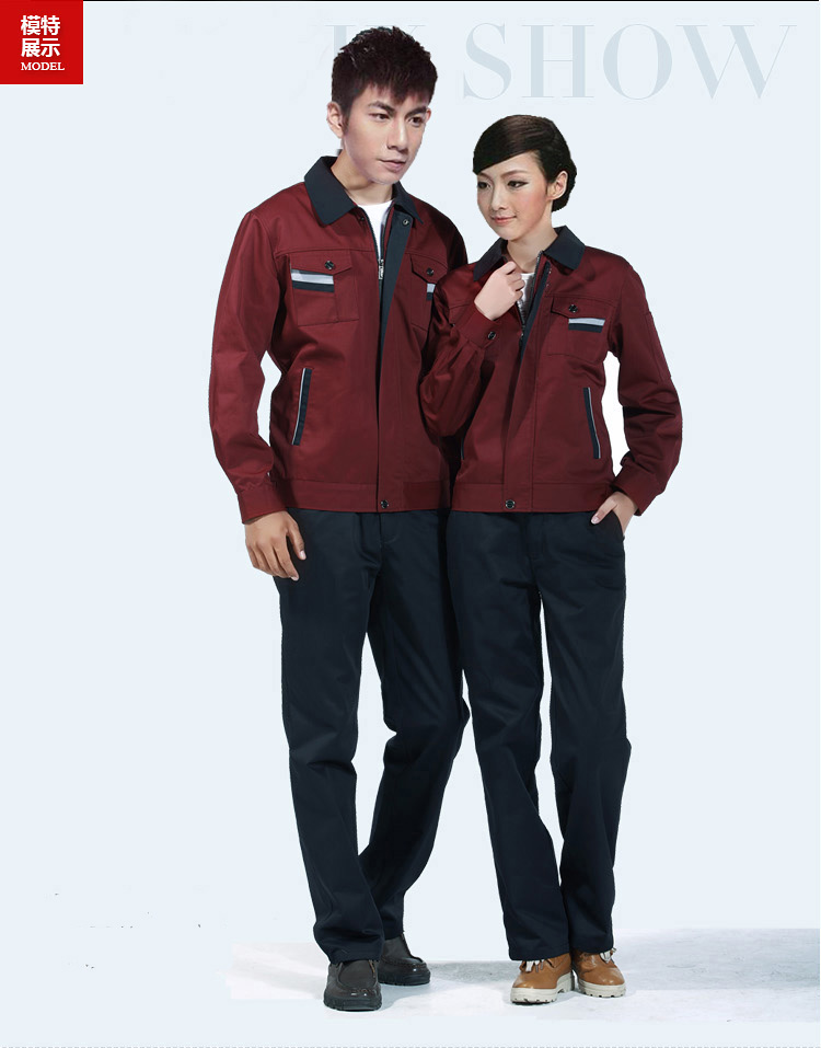 时尚翻领酒红色工作服 时尚翻领酒红色工作服