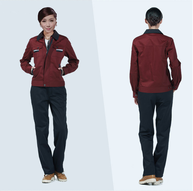时尚翻领酒红色工作服 时尚翻领酒红色工作服