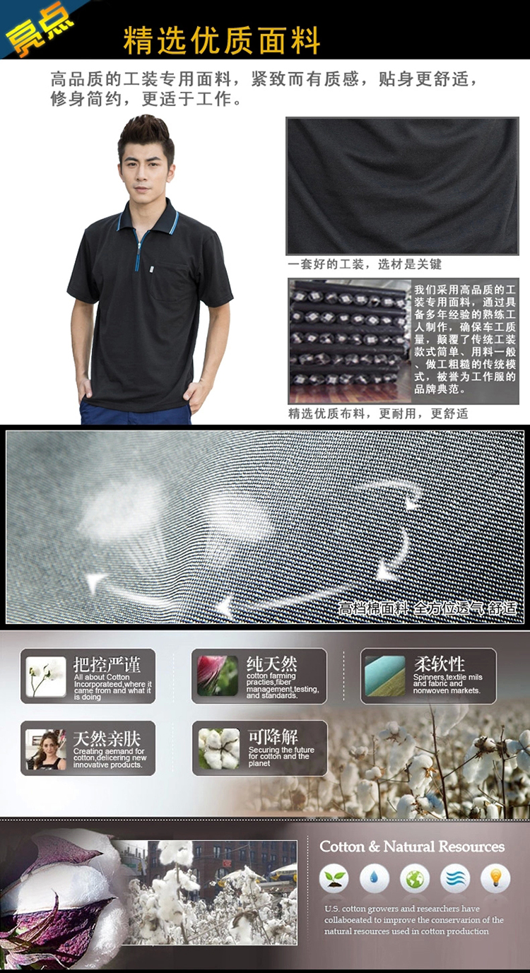 夏季藏蓝色T恤工作服 夏季藏蓝色T恤工作服