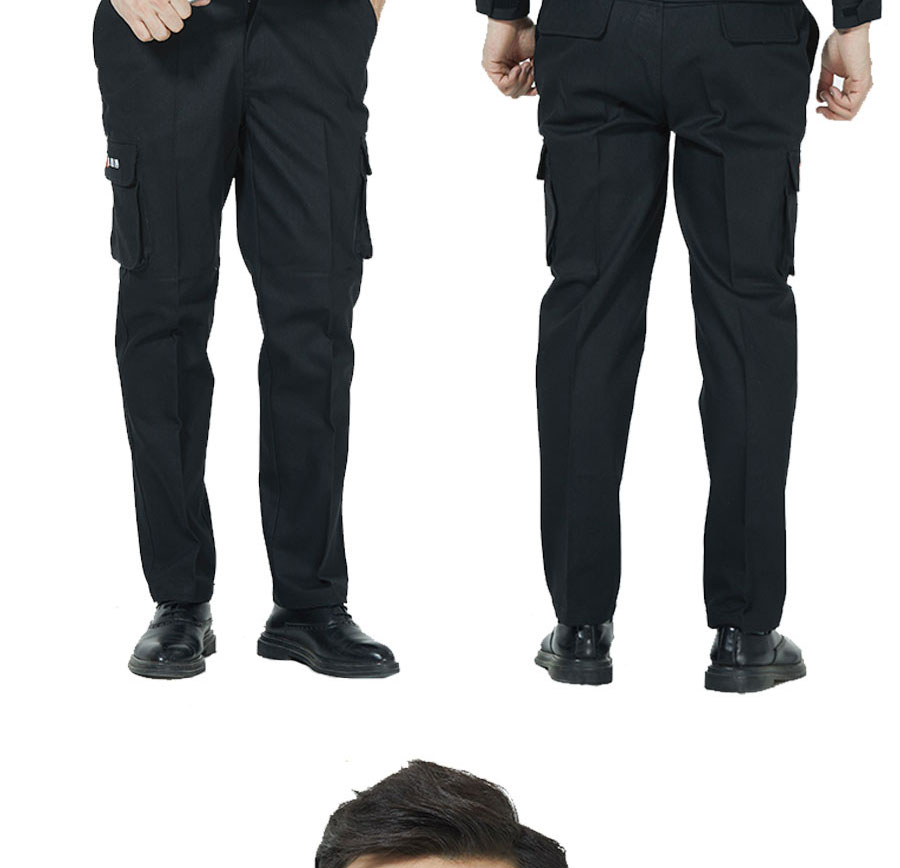 德师傅工作服马甲模特正背面下半身展示图