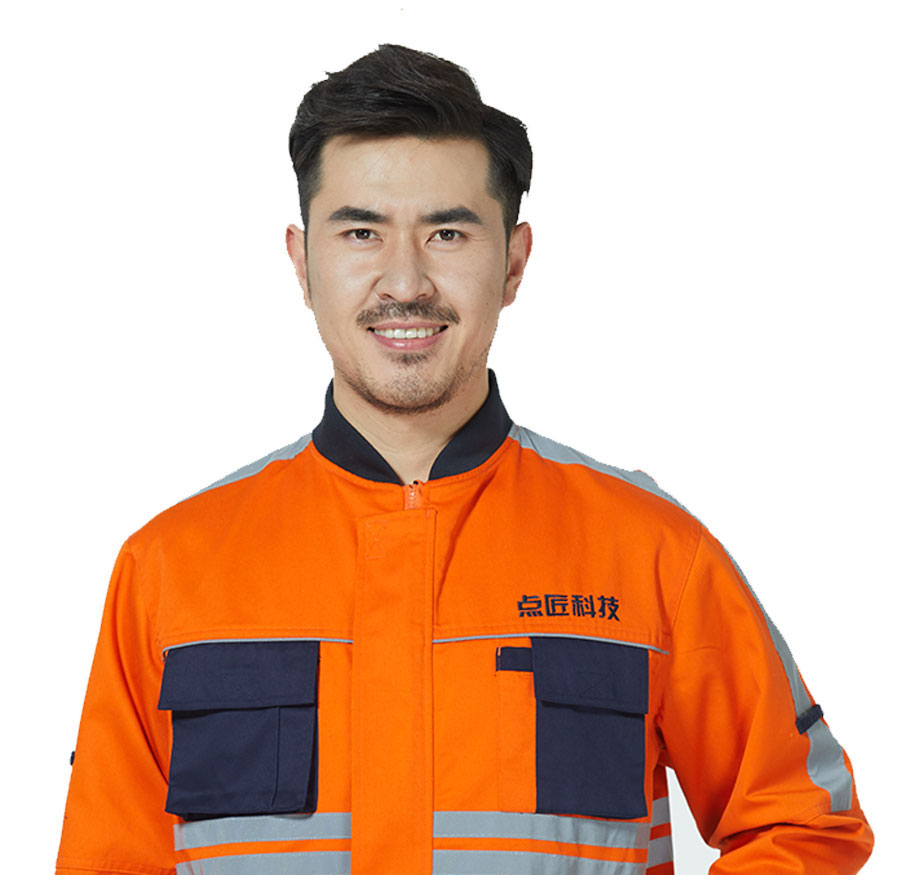 点将建筑工作服模特展示图