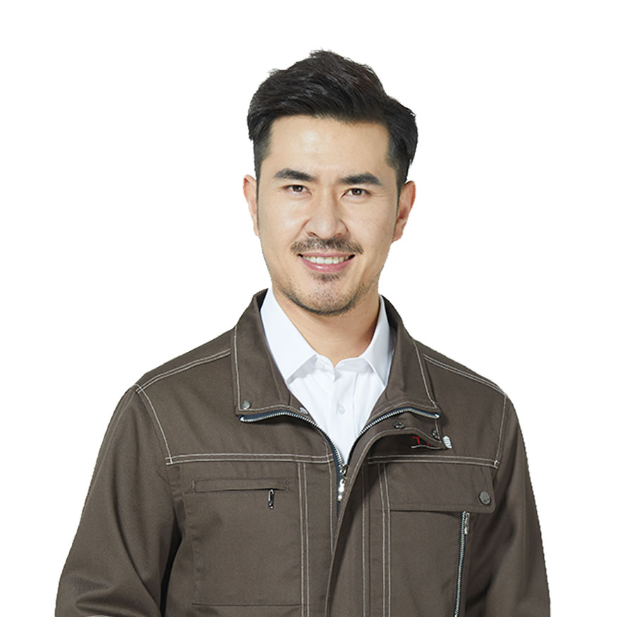 棕色纯棉工作服模特展示图