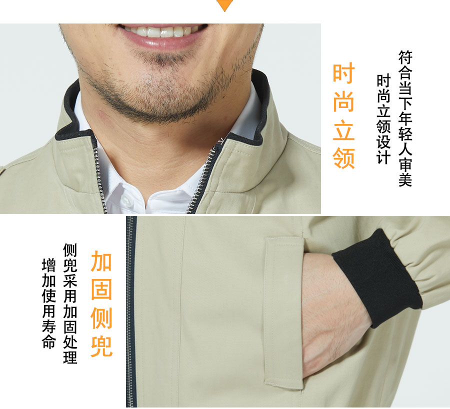 新款咖色工服的细节