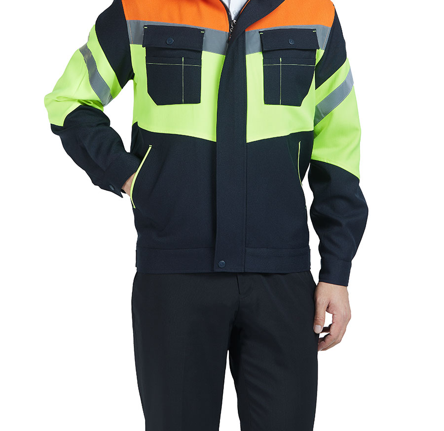 时尚多配色长袖工作服模特展示3