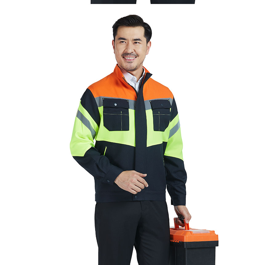 时尚多配色长袖工作服模特展示4