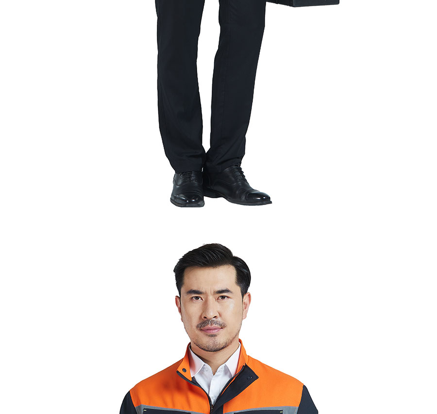 时尚多配色长袖工作服模特展示5