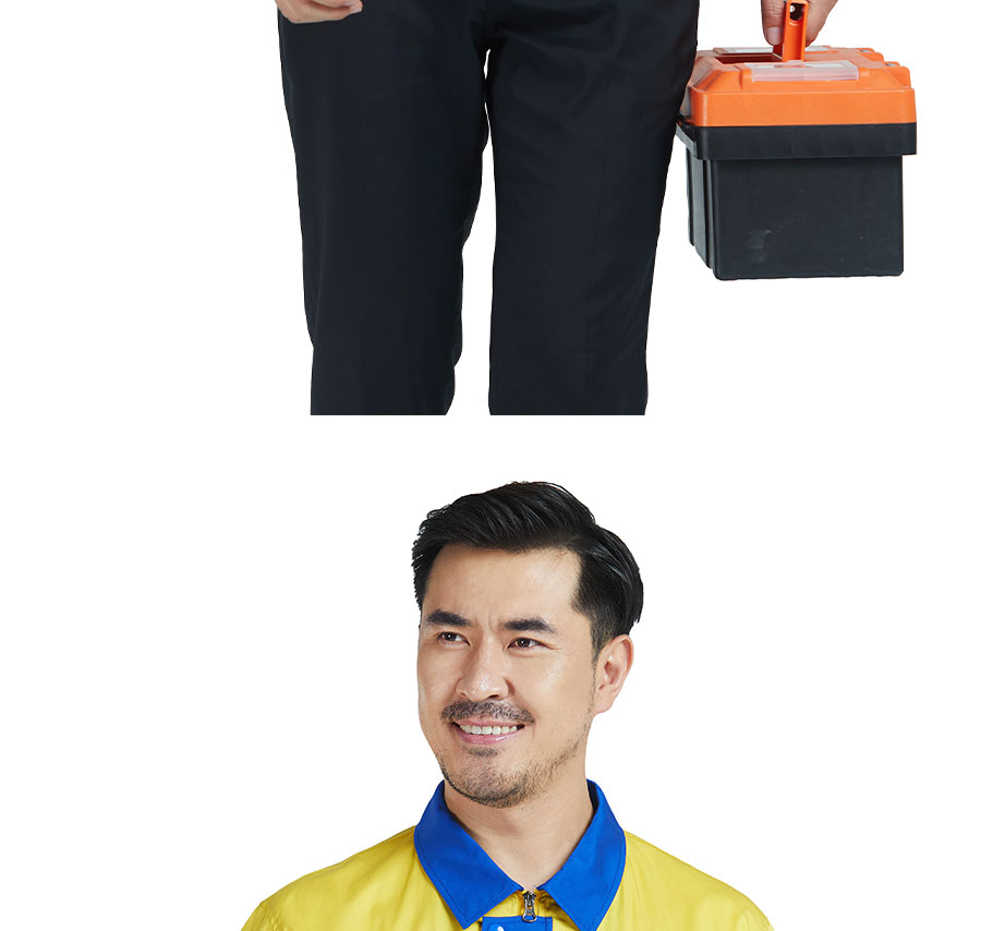 夏季拼色短袖工作服模特展示