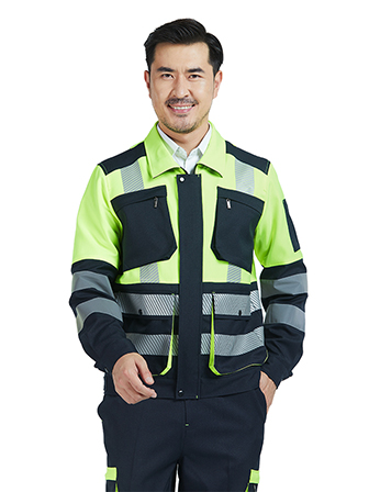 荧光绿高亮反光长袖工作服